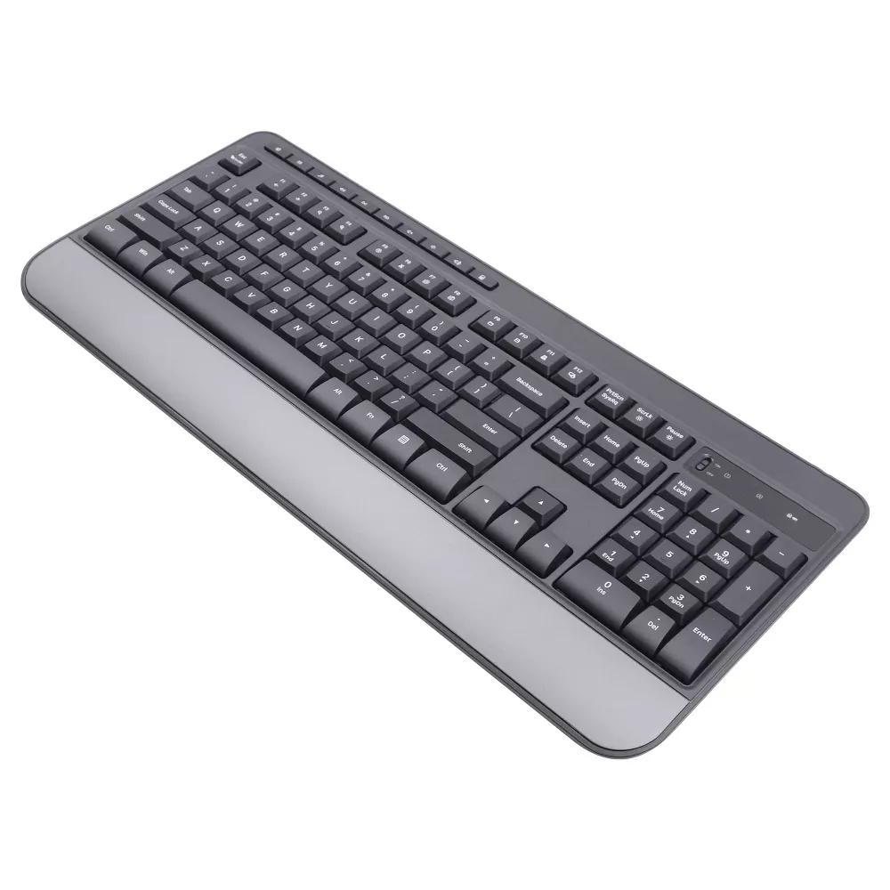 2.4GHz RF Wireless Full Size Multimedia Keyboard with Integrated Wrist Rest view 2