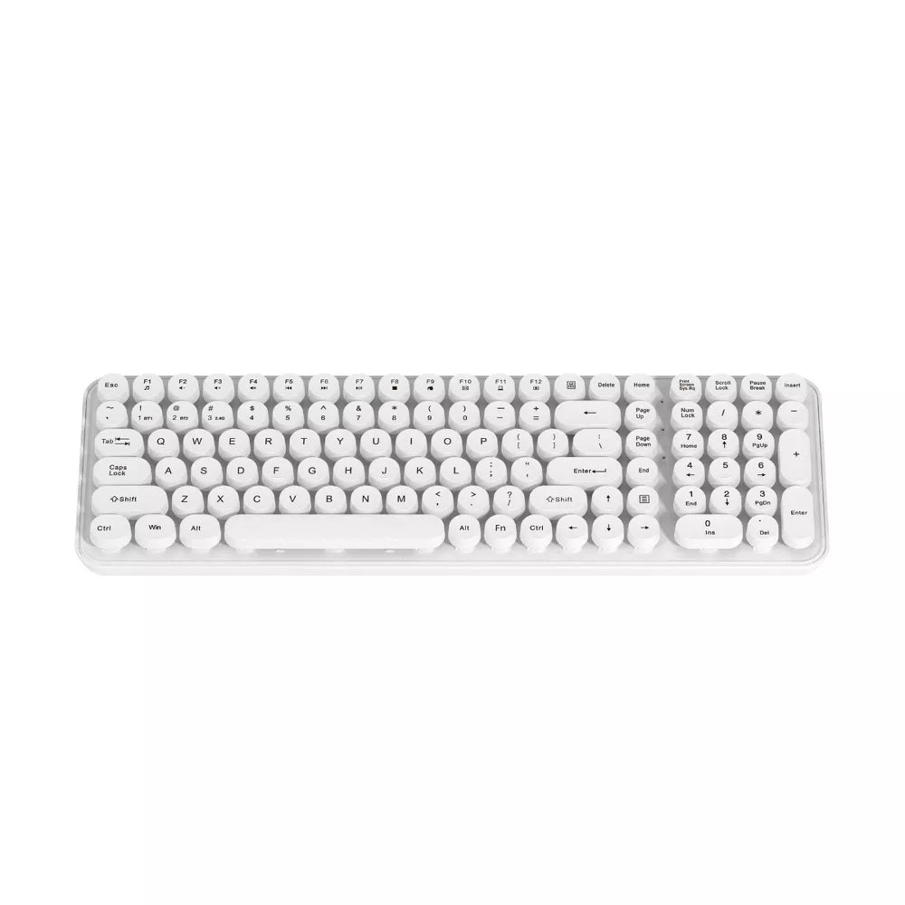 Full-Size Round Pop Key Wireless Membrane Keyboard with Numeric Keypad view 2
