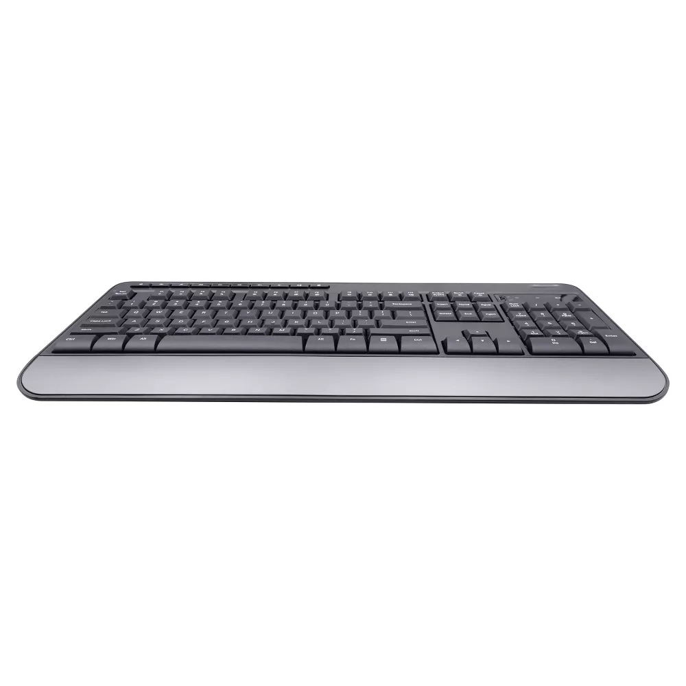 2.4GHz RF Wireless Full Size Multimedia Keyboard with Integrated Wrist Rest view 3