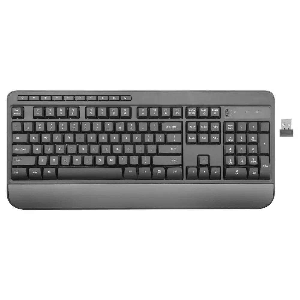 2.4GHz RF Wireless Full Size Multimedia Keyboard with Integrated Wrist Rest view 4