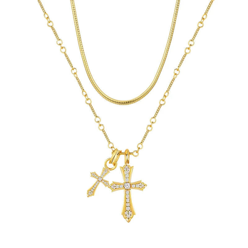 Double Cross Necklace